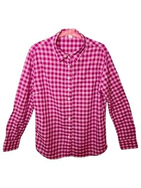 CREWCUTS Plaid Checked Cotton Button Down Shirt Casual Raspberry Pink Size 12